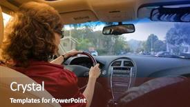  Presentation with luxury car - Slides with beautiful woman driving a luxury background and a tawny brown colored foreground