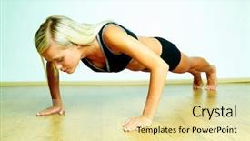  Presentation with fitness - Presentation theme enhanced with beautiful woman during fitness time background and a blonde colored foreground