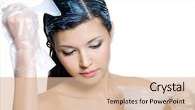  Presentation with dying - Amazing PPT theme having beautiful woman dyeing brown hairs backdrop and a lemonade colored foreground