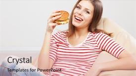  Presentation with hamburger - Presentation consisting of beautiful woman eating a hamburger background and a lemonade colored foreground