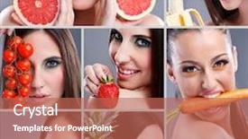  Presentation with healthy eating - Presentation having kind of fruit healthy food background and a coral colored foreground