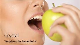  Presentation with beautiful green - Presentation theme having beautiful woman eating green apple background and a  colored foreground