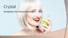  Presentation with surgical weight loss - Colorful PPT theme enhanced with beautiful woman eating green apple backdrop and a  colored foreground