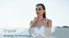  Presentation with sea sun - Cool new slides with beautiful woman enjoying sea and sun on the beach in summer vacation backdrop and a sky blue colored foreground