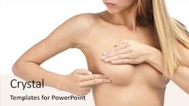  Presentation with breast cancer - Colorful slide deck enhanced with beautiful woman examining her breast backdrop and a lemonade colored foreground