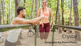  Presentation with parallel - PPT theme having beautiful woman exercising on parallel background and a  colored foreground