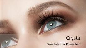  Presentation with eye - Slide set having beautiful woman eye with bright background and a lemonade colored foreground