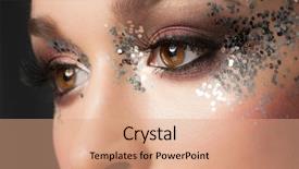  Presentation with eyelashes - Colorful PPT theme enhanced with beautiful woman eye with glitter backdrop and a coral colored foreground