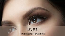  Presentation with makeup - Slide deck enhanced with beautiful woman eye with makeup background and a coral colored foreground