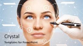  Presentation with cosmetic surgery close up - Slides enhanced with beautiful woman facial plastic surgery background and a  colored foreground