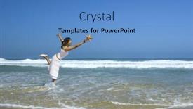  Presentation with starfish - Amazing presentation theme having beautiful woman feeling the breeze with a starfish on the hand backdrop and a teal colored foreground