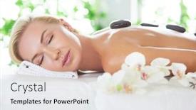  Presentation with aging - Audience pleasing PPT theme consisting of woman gets beauty facial injection backdrop and a white colored foreground