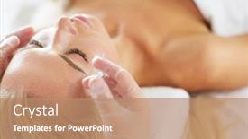  Presentation with aging - Audience pleasing theme consisting of beautiful-woman-gets-beauty-facial backdrop and a coral colored foreground