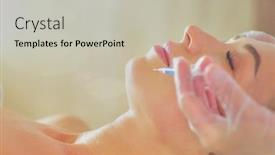  Presentation with injection - Presentation theme consisting of beautiful-woman-gets-beauty-facial background and a light gray colored foreground