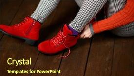  Presentation with shoes - Amazing PPT theme having beautiful woman gets red shoes backdrop and a wine colored foreground