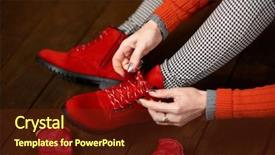  Presentation with shoes - Colorful PPT theme enhanced with beautiful woman gets red shoes backdrop and a tawny brown colored foreground