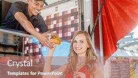  Presentation with food truck - Presentation featuring beautiful-woman-getting-a-burger background and a coral colored foreground