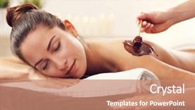  Presentation with spa - Beautiful PPT layouts featuring beautiful woman getting chocolate massage backdrop and a coral colored foreground