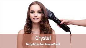  Presentation with done - Audience pleasing slide deck consisting of beautiful woman getting her hair done with hair dryer isolated o backdrop and a coral colored foreground