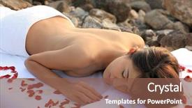  Presentation with medical spa massage outdoor balinese - Amazing PPT theme having beautiful woman getting massage spa backdrop and a tawny brown colored foreground