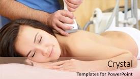  Presentation with massage therapy - Amazing PPT layouts having beautiful woman getting massage therapy backdrop and a coral colored foreground