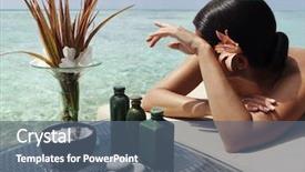  Presentation with natural spa resort - Presentation theme enhanced with beautiful woman getting spa treatment background and a gray colored foreground
