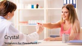  Presentation with urine - Presentation theme with beautiful woman giving urine test background and a lemonade colored foreground