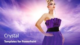  Presentation with glamour - Amazing PPT theme having beautiful woman glamour potrait backdrop and a violet colored foreground