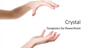  Presentation with woman hands open - PPT theme having beautiful woman hands open isolated background and a  colored foreground