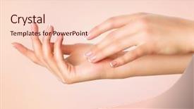  Presentation with nails manicure - PPT theme with beautiful woman hands spa background and a lemonade colored foreground