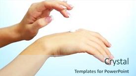  Presentation with cream - Colorful presentation theme enhanced with beautiful woman hands with cream backdrop and a cool aqua colored foreground