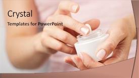  Presentation with healing hands - Slides featuring beautiful woman hands with cream background and a coral colored foreground