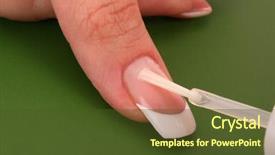  Presentation with manicure - Audience pleasing presentation design consisting of beautiful woman hands with french manicure on pink background backdrop and a tawny brown colored foreground