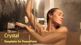  Presentation with cedar bath - Colorful slide deck enhanced with beautiful woman having a bath backdrop and a tawny brown colored foreground