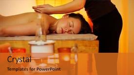  Presentation with candle - Amazing slides having beautiful woman having a massage backdrop and a gold colored foreground