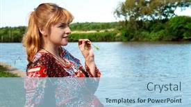  Presentation with rivers - Audience pleasing slides consisting of beautiful-woman-having-a-rest backdrop and a light blue colored foreground