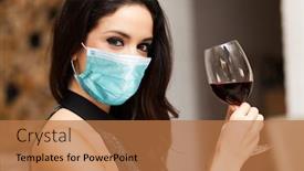  Presentation with glass - Theme having beautiful-woman-holding-a-glass background and a coral colored foreground