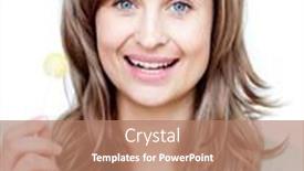  Presentation with lollipop - PPT layouts with beautiful woman holding a lollipop against a white background background and a coral colored foreground