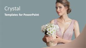  Presentation with chamomile - Cool new PPT theme with beautiful woman holding chamomile flowers backdrop and a gray colored foreground