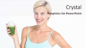  Presentation with beautiful green - Presentation featuring beautiful-woman-holding-green-juice background and a sky blue colored foreground