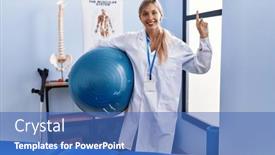  Presentation with pilates - PPT theme featuring beautiful-woman-holding-pilates-ball background and a teal colored foreground