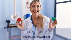  Presentation with strength - Presentation theme with beautiful-woman-holding-strength-ball background and a light blue colored foreground