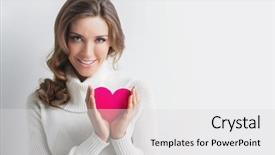  Presentation with valentines day - Slide deck featuring beautiful woman holding valentines day background and a light gray colored foreground