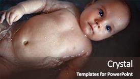  Presentation with baby bath - Slides consisting of beautiful woman holding white soap - little baby boy taking bath background and a tawny brown colored foreground