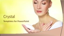  Presentation with soap - Audience pleasing PPT layouts consisting of beautiful woman holding white soap backdrop and a cream colored foreground