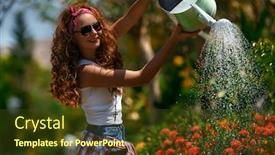  Presentation with garden - Presentation design consisting of beautiful-woman-in-a-garden background and a tawny brown colored foreground