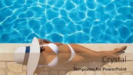  Presentation with relaxation - Audience pleasing PPT theme consisting of beautiful-woman-in-a-hat backdrop and a coral colored foreground