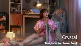  Presentation with overlaid - Slides featuring beautiful-woman-in-a-pink background and a tawny brown colored foreground