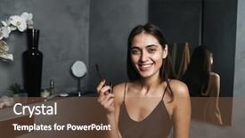  Presentation with skin care for men and women - PPT theme having beautiful woman in bathroom take background and a  colored foreground