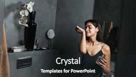  Presentation with happy image - Presentation enhanced with beautiful woman in bathroom take background and a dark gray colored foreground